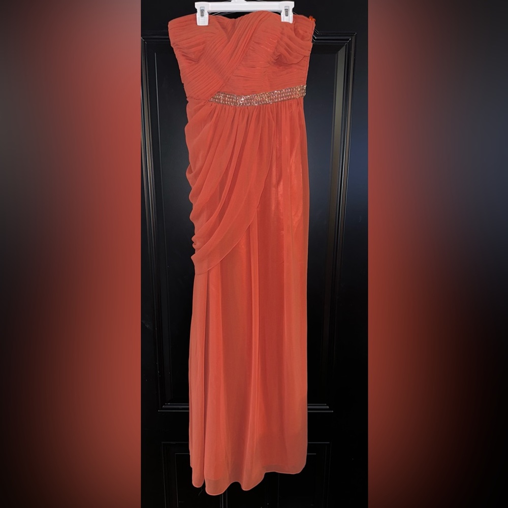LIKE NEW beautiful grace & hart dress with side drape orange size 8